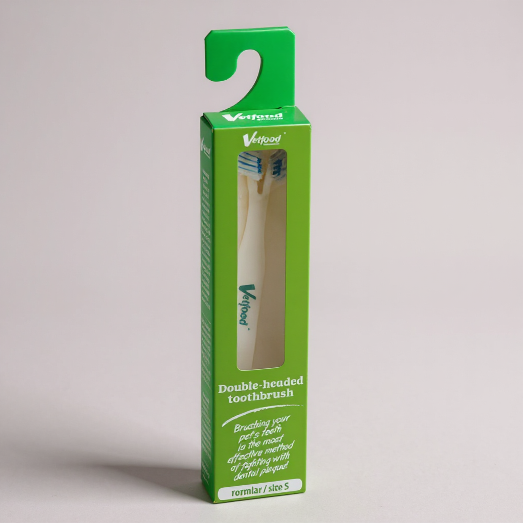 Vetfood Escova de dentes dupla para cães e gatos tamanho S